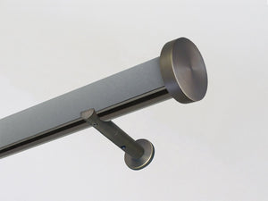 Faux Suede "Slate" 50mm tracked curtain pole bronze track by Walcot House