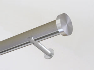 50mm wrapped and tracked warm gunmetal curtain pole silver track by Walcot House