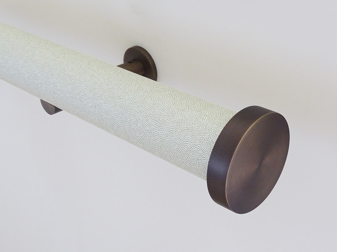 shagreen textured white pepper tracked curtain pole by Walcot House