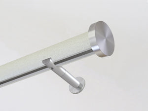 shagreen textured white pepper tracked curtain pole silver track by Walcot House