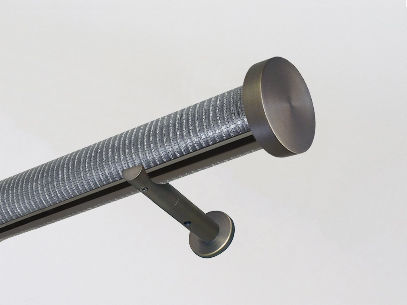 Zinc silver wrapped & tracked curtain pole 50mm diameter | Walcot House