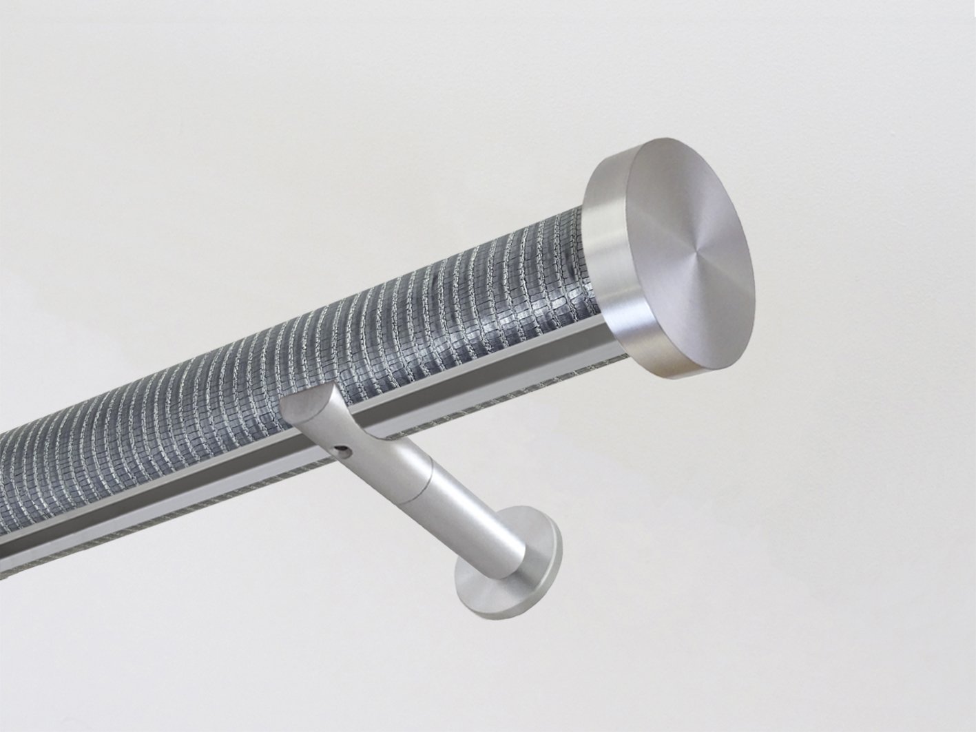 Zinc silver wrapped & tracked curtain pole 50mm diameter | Walcot House