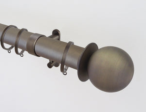 Brushed Bronze curtain pole set with metal ball finials by Walcot House