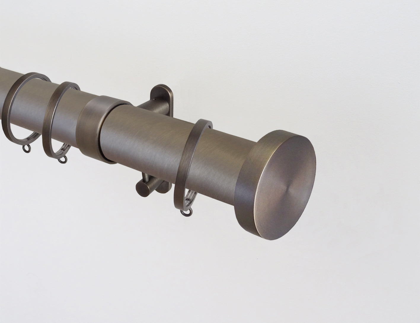 50mm diameter brushed bronze pole sets with mini disc finials, antique brass curtain pole, traditional, classic, modern