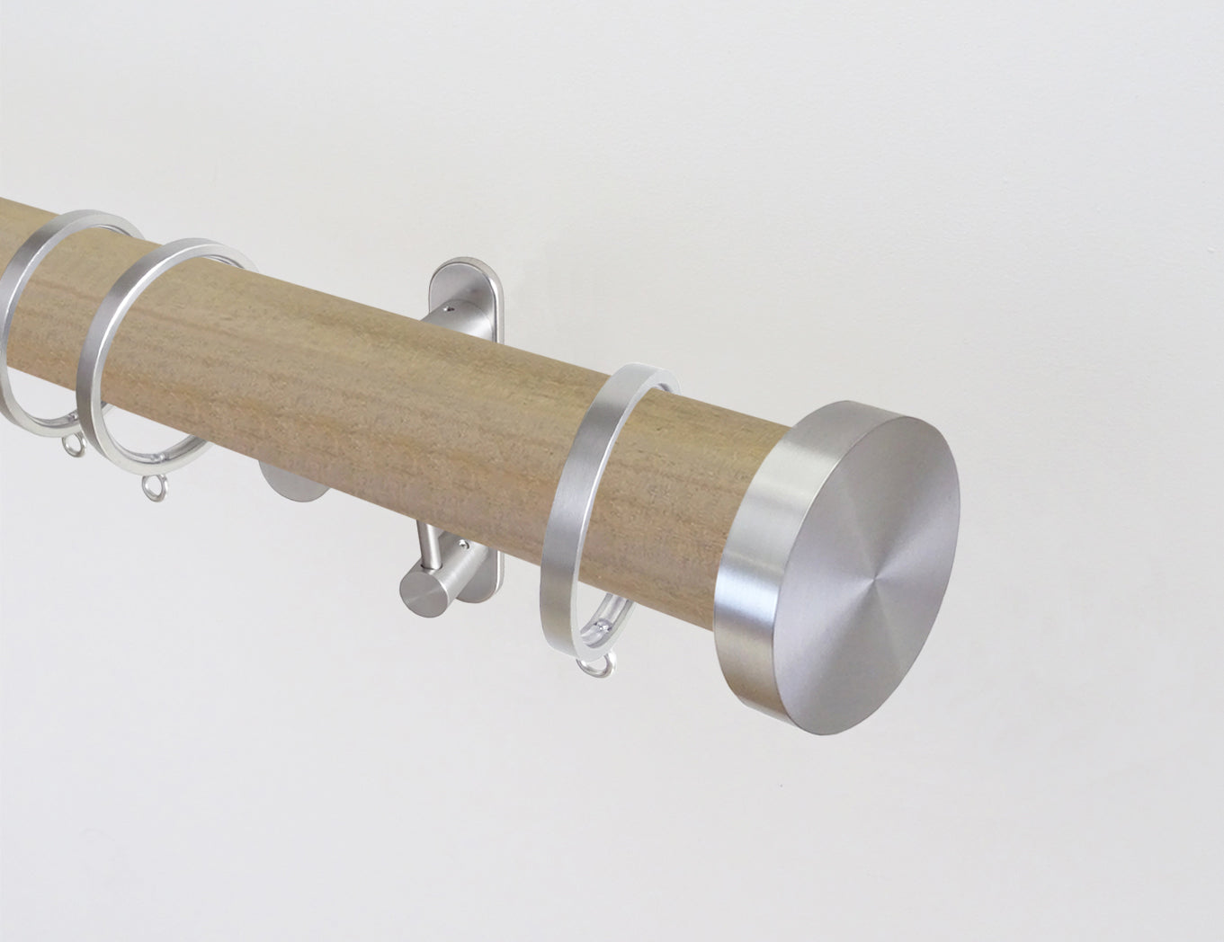 Cotswold oak stained wooden curtain pole by Walcot House