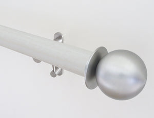 50mm dia. ecru stained wood curtain pole with metal ball finials