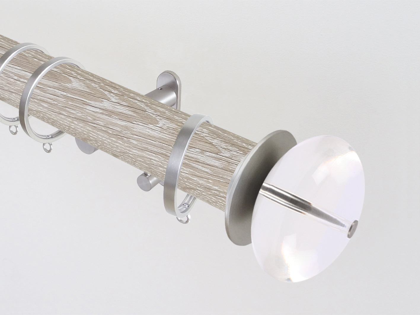 Walcot House | Real solid limed oak curtain pole set in 50mm, hand finished, steel hardware