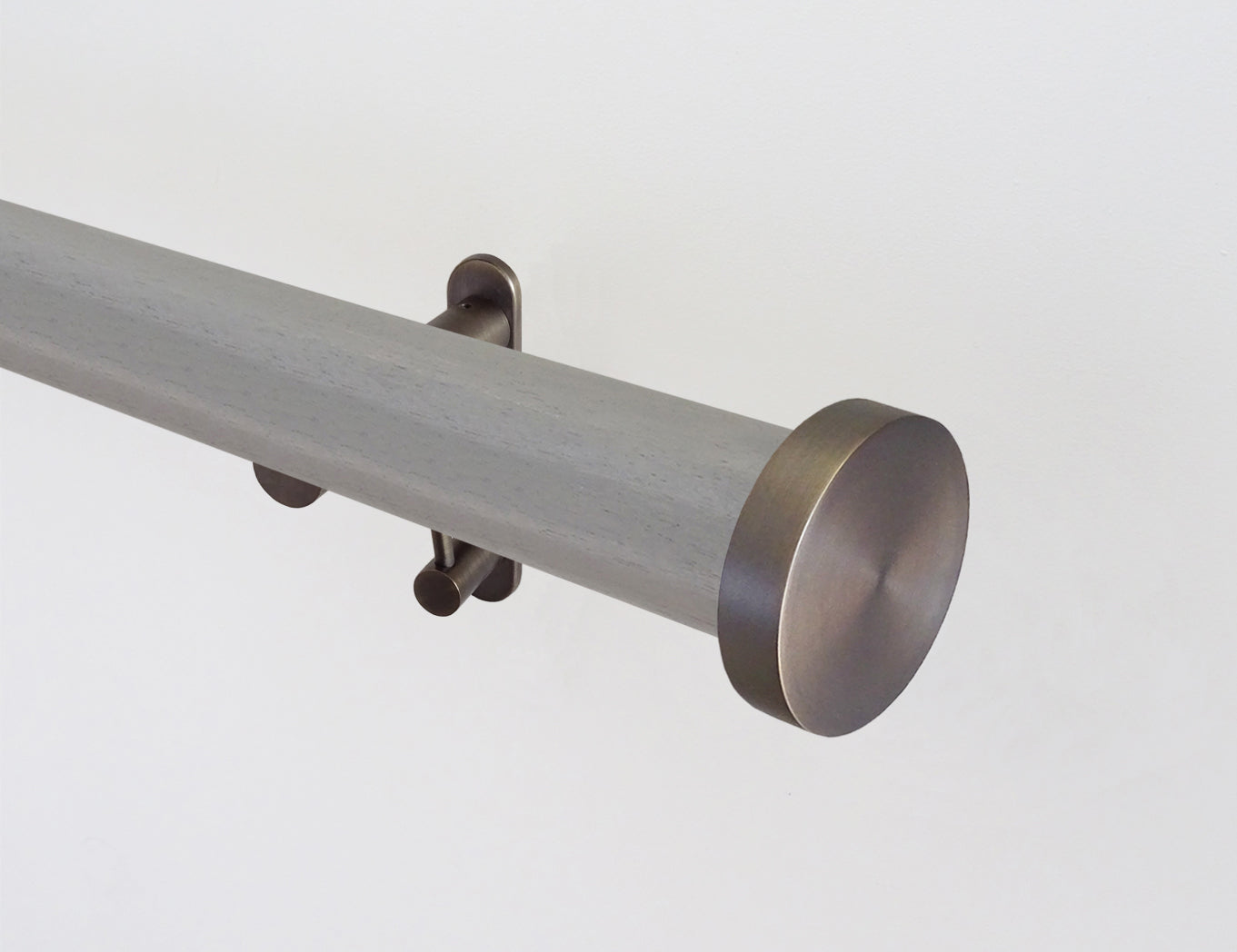 mouse grey stained wooden curtain pole by Walcot House