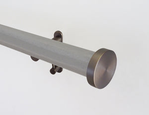 mouse grey stained wooden curtain pole by Walcot House