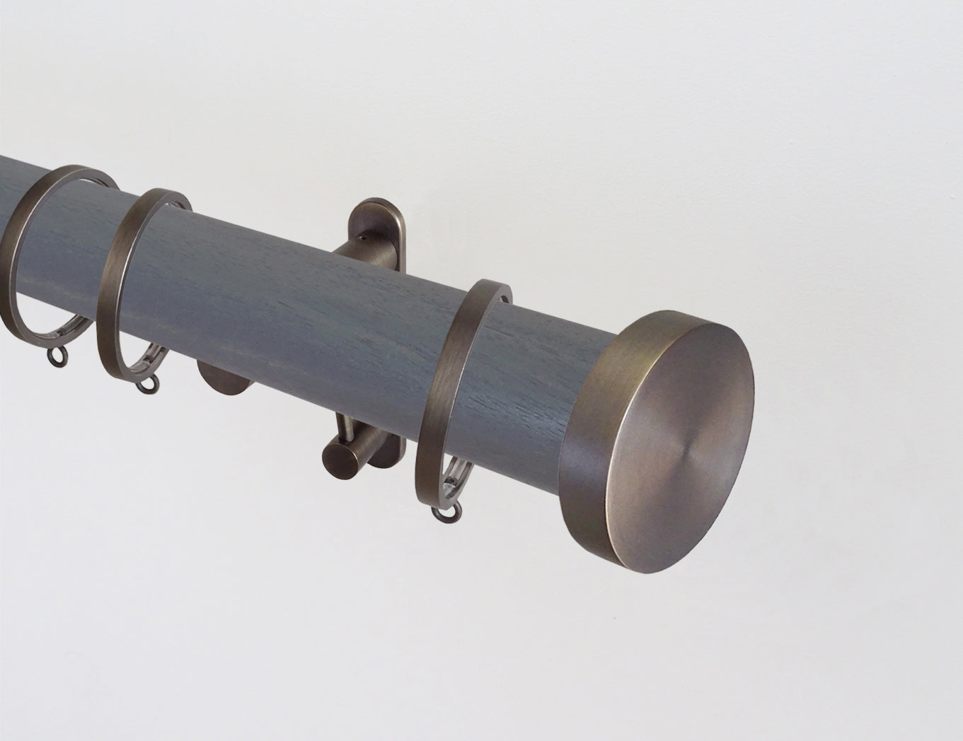 seal grey stained wooden curtain pole by Walcot House