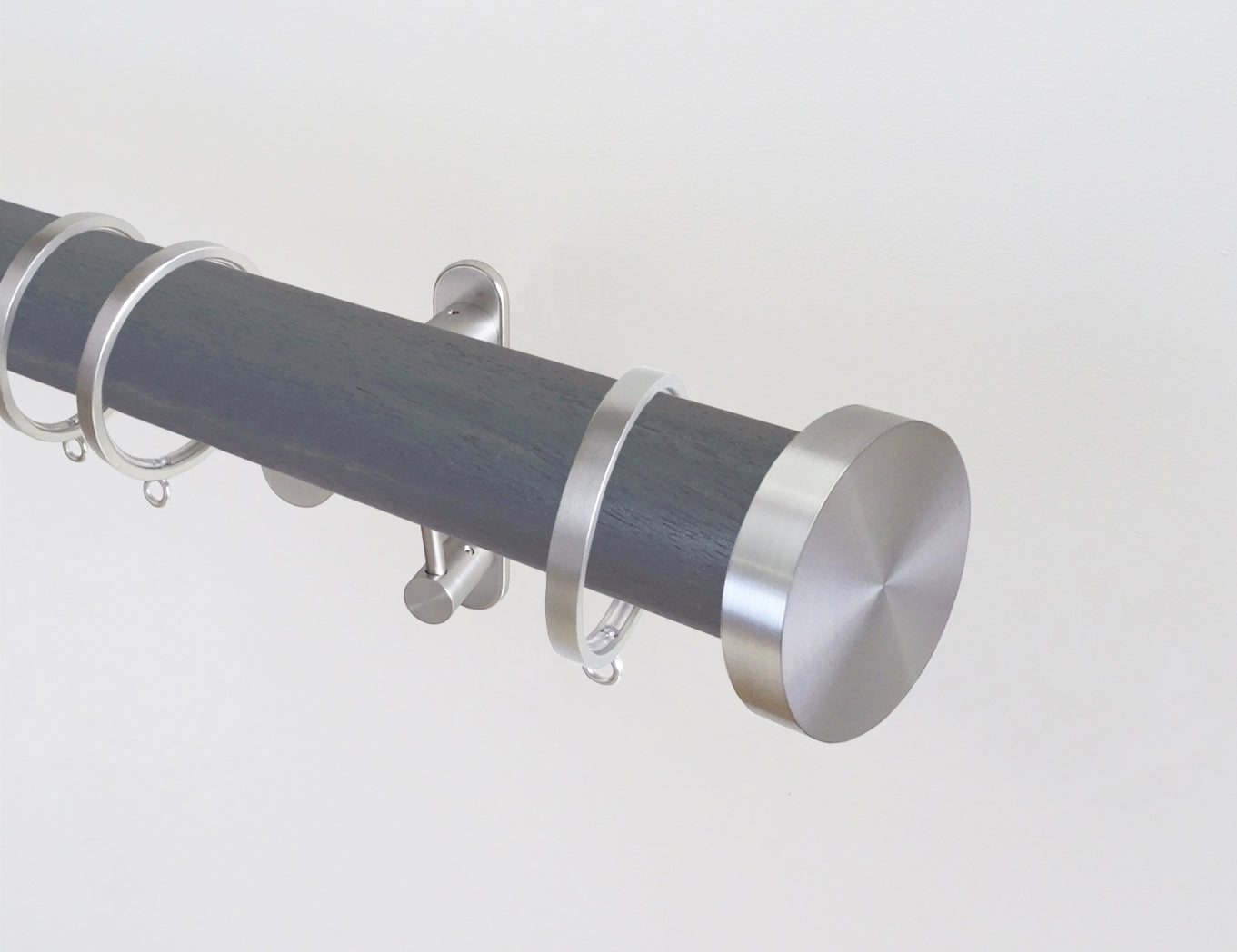 seal grey stained wooden curtain pole by Walcot House