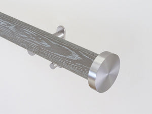 Walcot House | Real solid oak curtain pole set in 50mm, hand finished, smoked grey oak, stainless steel hardware