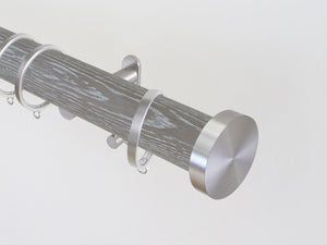 Walcot House | Real solid oak curtain pole set in 50mm, hand finished, smoked grey oak, stainless steel hardware