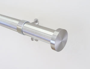 50mm diameter stainless steel metal curtain pole with plain mini disc finials