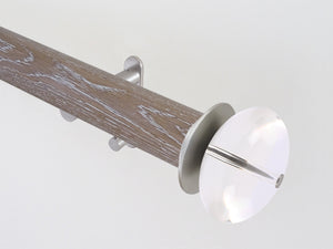 Walcot House | Real solid limed oak curtain pole set in 50mm, hand finished, steel hardware