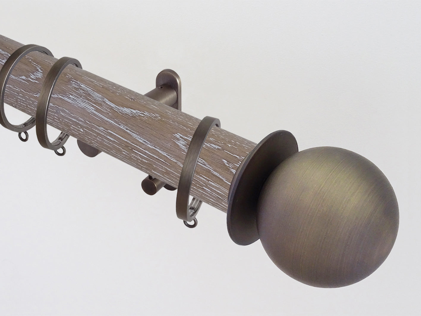 Walcot House | Real solid limed oak curtain pole set in 50mm, hand finished, bronze hardware