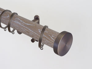 Walcot House | Real solid oak curtain pole set in 50mm, hand finished, tawny brown, bronze hardware