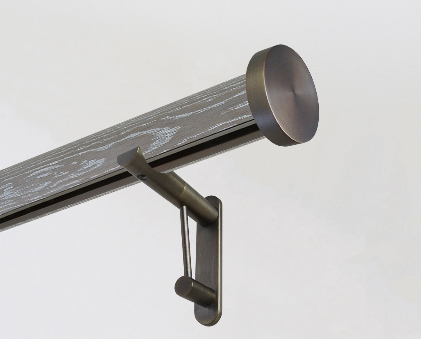 Real solid oak curtain pole with hidden track - smoked grey | Walcot House