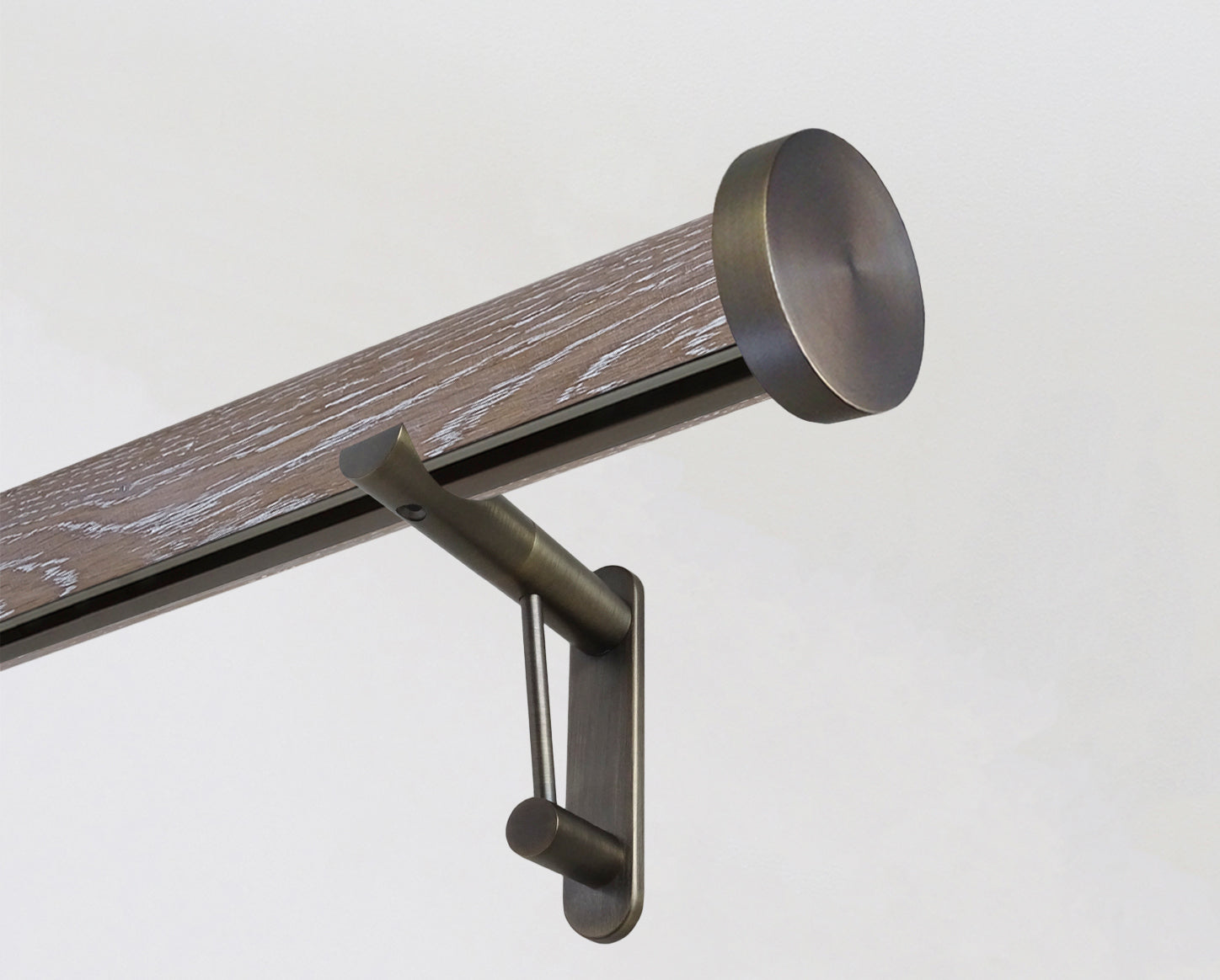 Real solid oak curtain pole with hidden track -Tawny brown | Walcot House