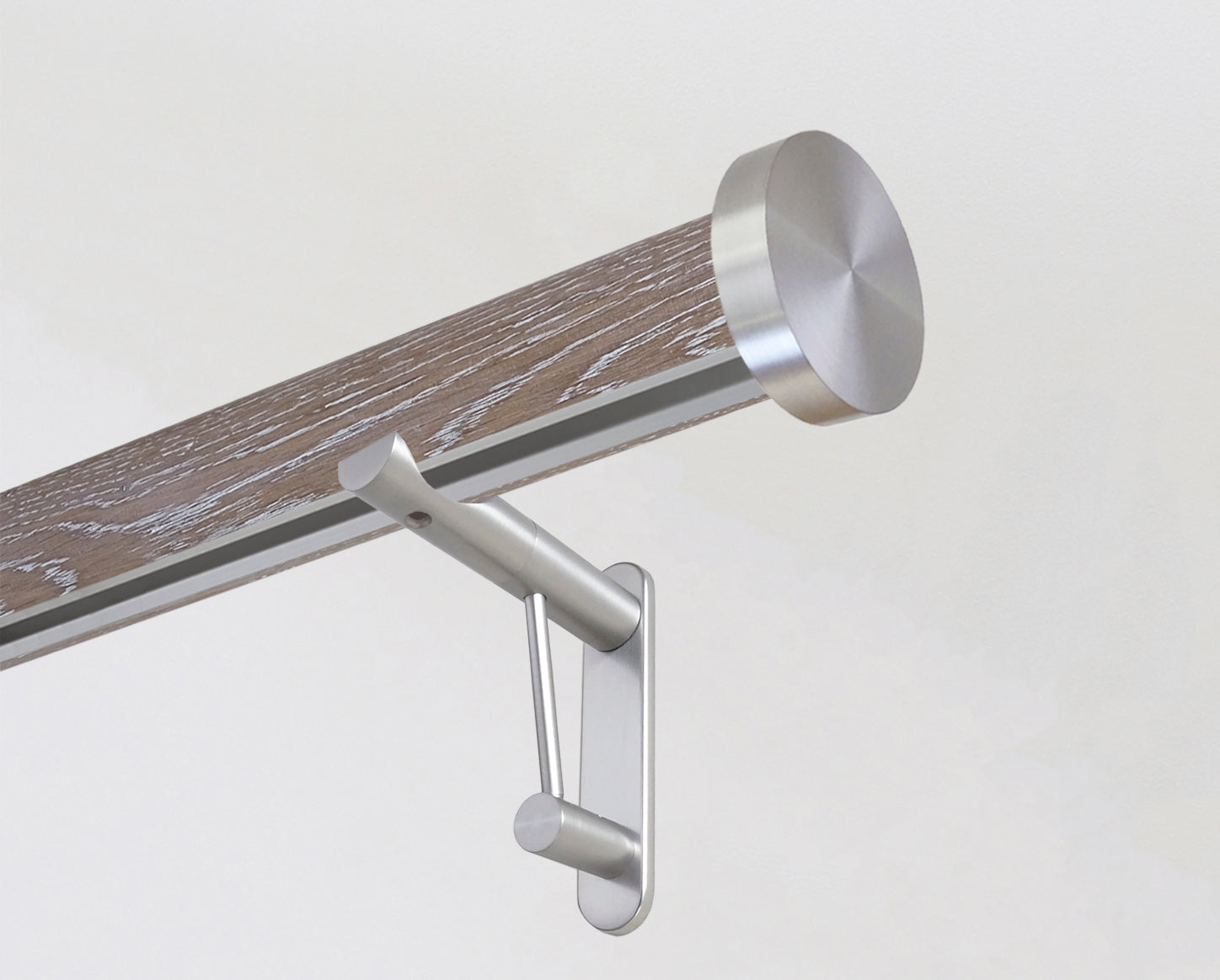 Real solid oak curtain pole with hidden track -Tawny brown | Walcot House