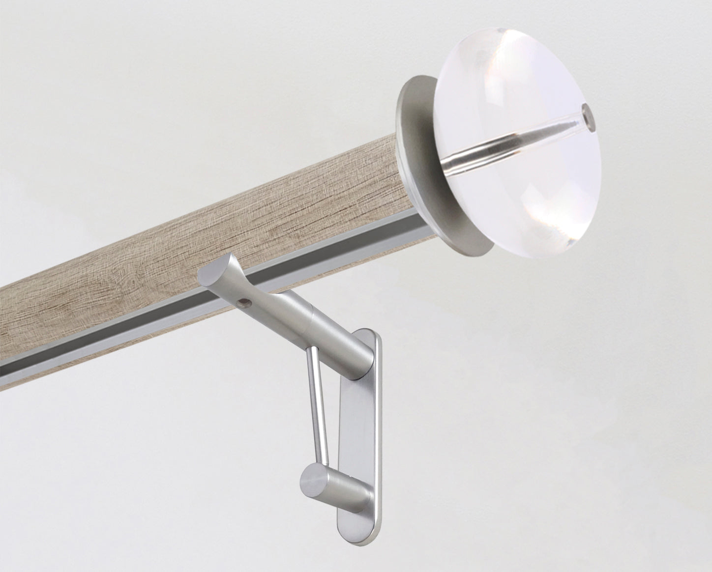 Tracked real solid oak curtain pole set with perspex finials | Walcot House