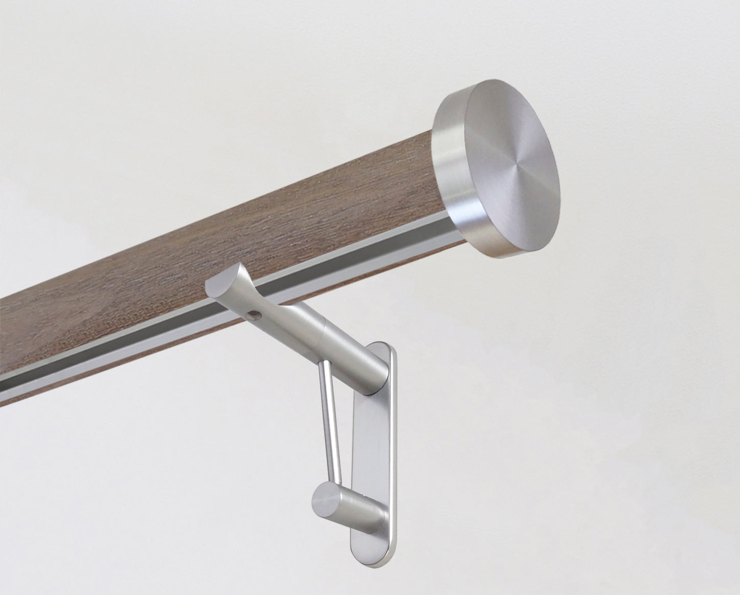 weathered oak tracked wooden pole with mini disc finials