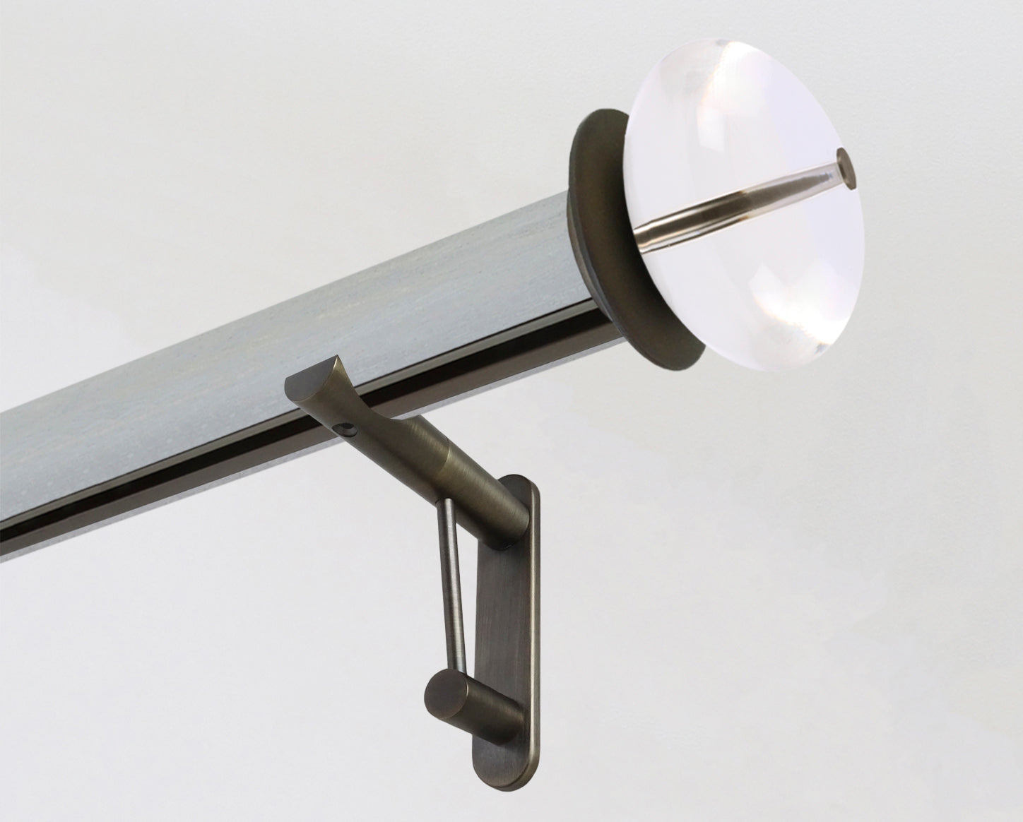 Wood pigeon blue grey tracked wooden pole with acrylic finials