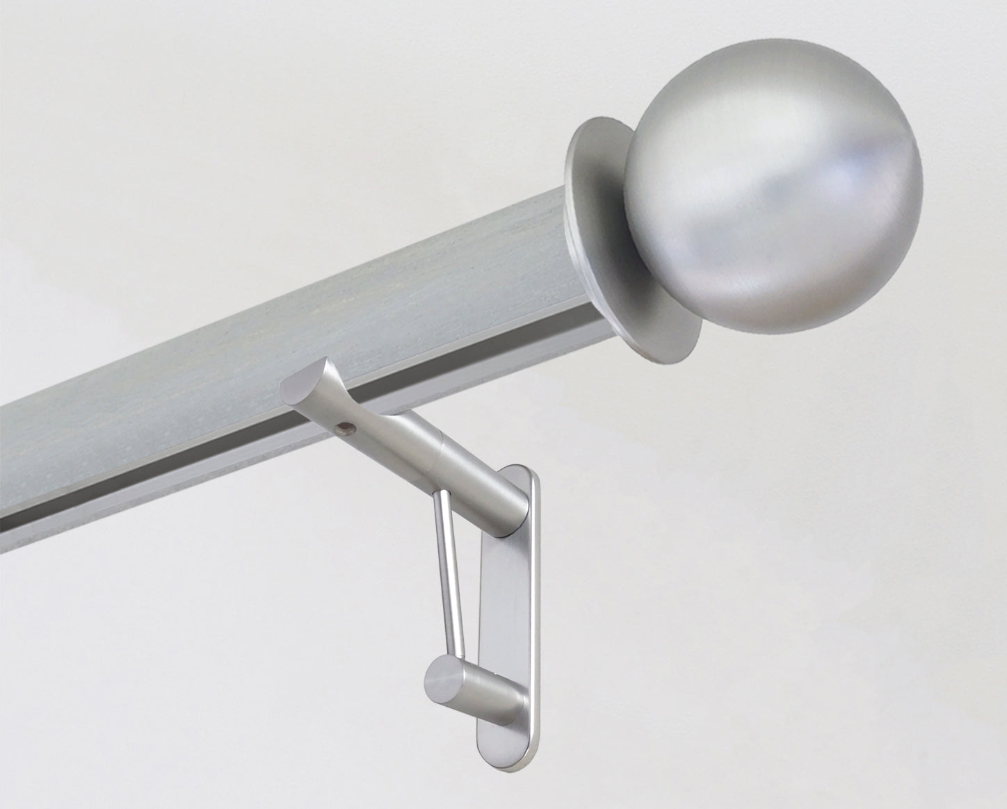 Blue grey tracked wooden pole in wood pigeon with bronze ball finials