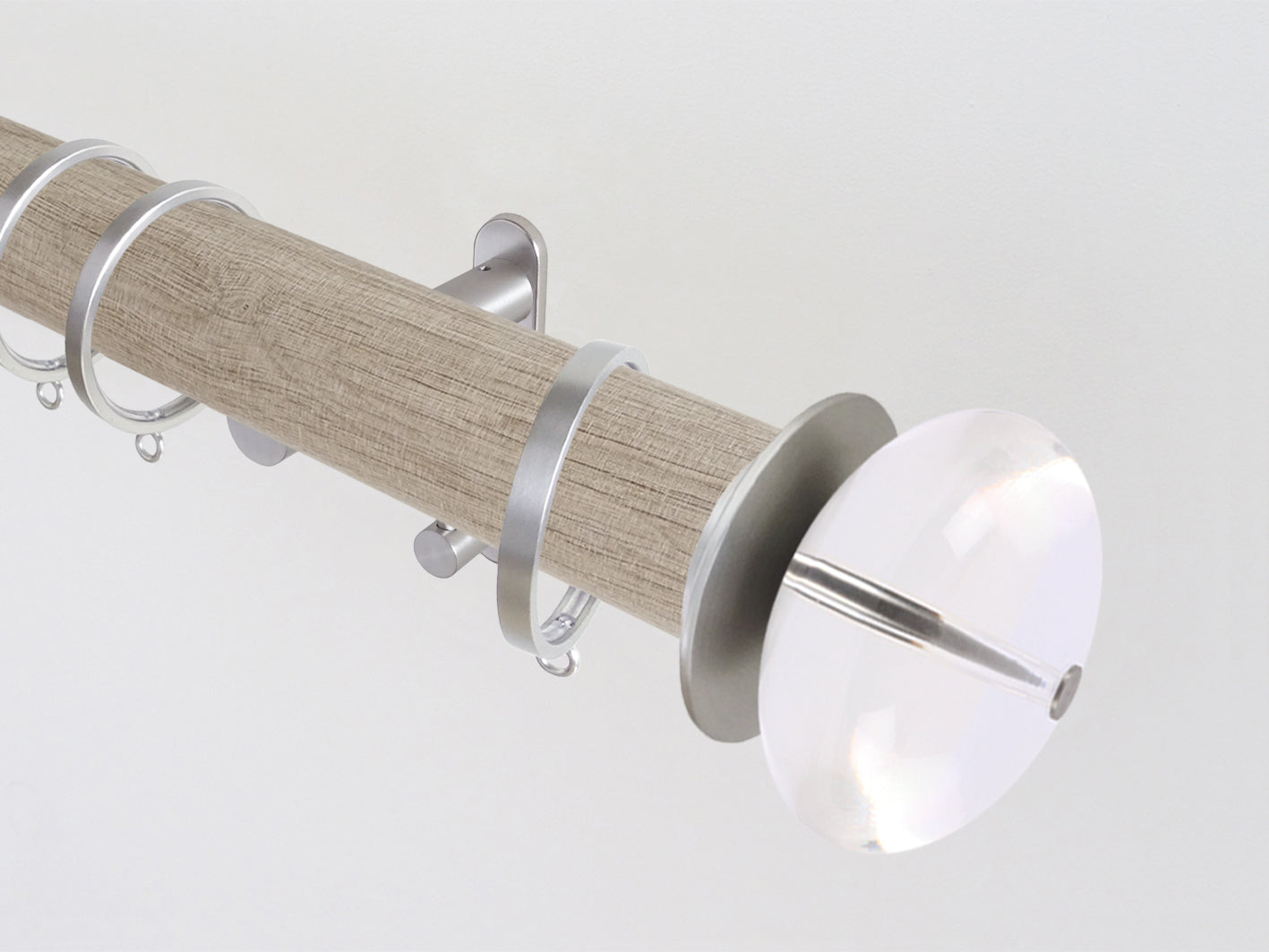 Walcot House | Real solid limed oak curtain pole set in 50mm, hand finished, steel hardware