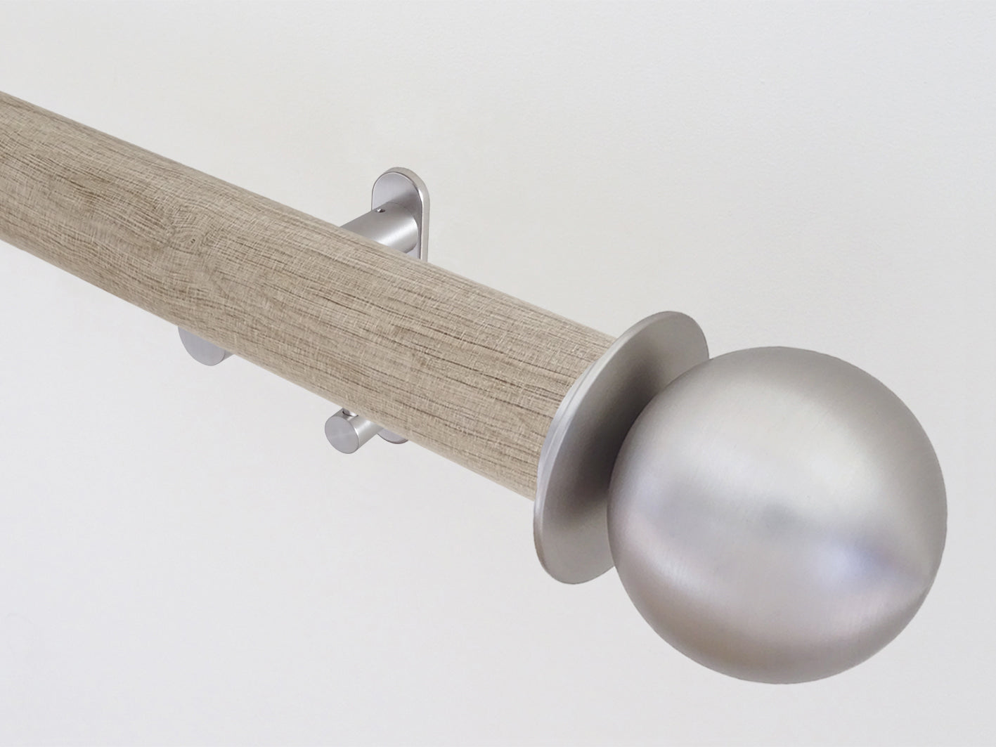 Walcot House | Real solid limed oak curtain pole set in 50mm, hand finished, steel hardware