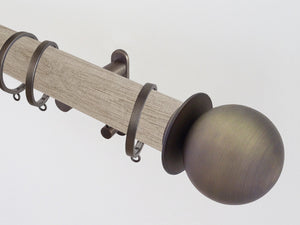 Walcot House | Real solid limed oak curtain pole set in 50mm, hand finished, bronze hardware