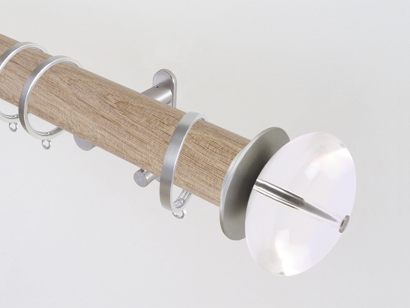 Walcot House | Real solid limed oak curtain pole set in 50mm, hand finished, steel hardware