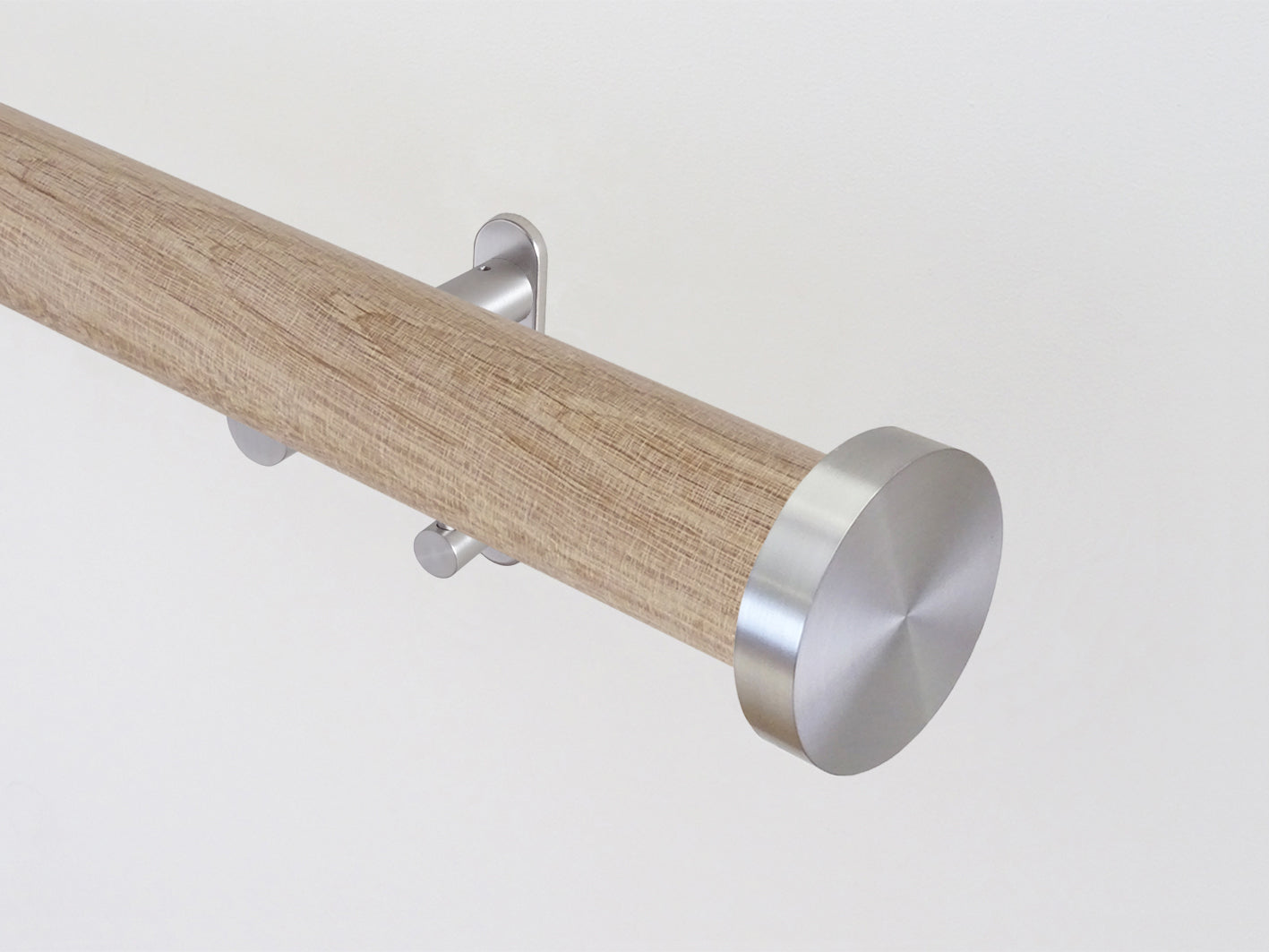 Walcot House | Real solid natural oak curtain pole set in 50mm, hand finished with clear wax in the UK