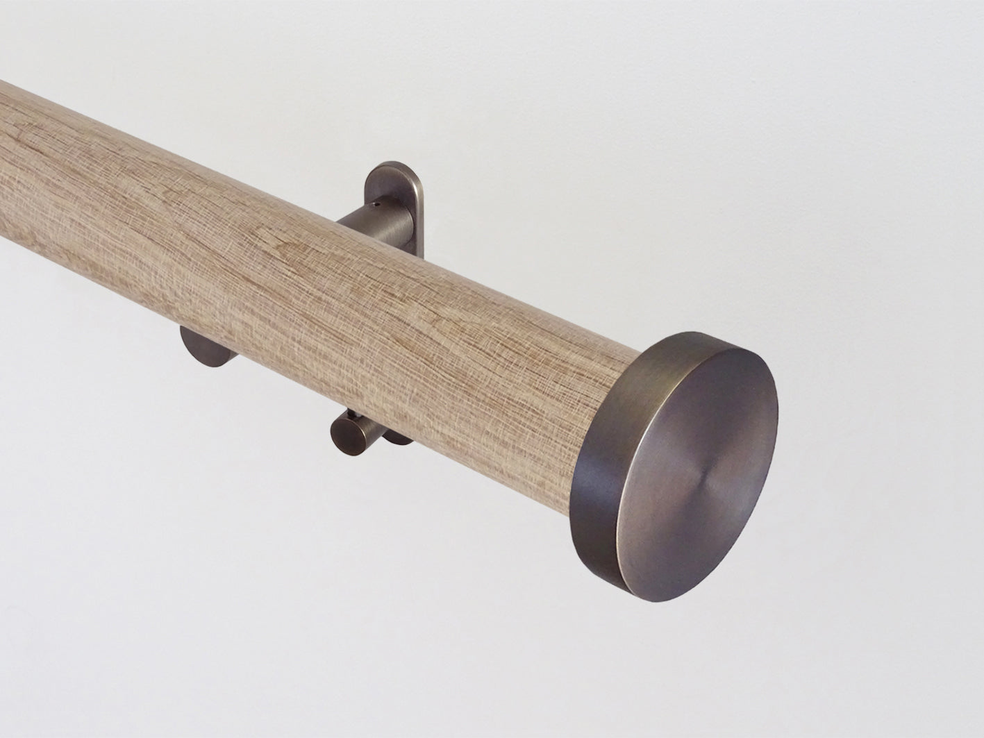 Real solid waxed oak curtain pole in 50mm diameter with hidden track, hand finished in the UK | Walcot House