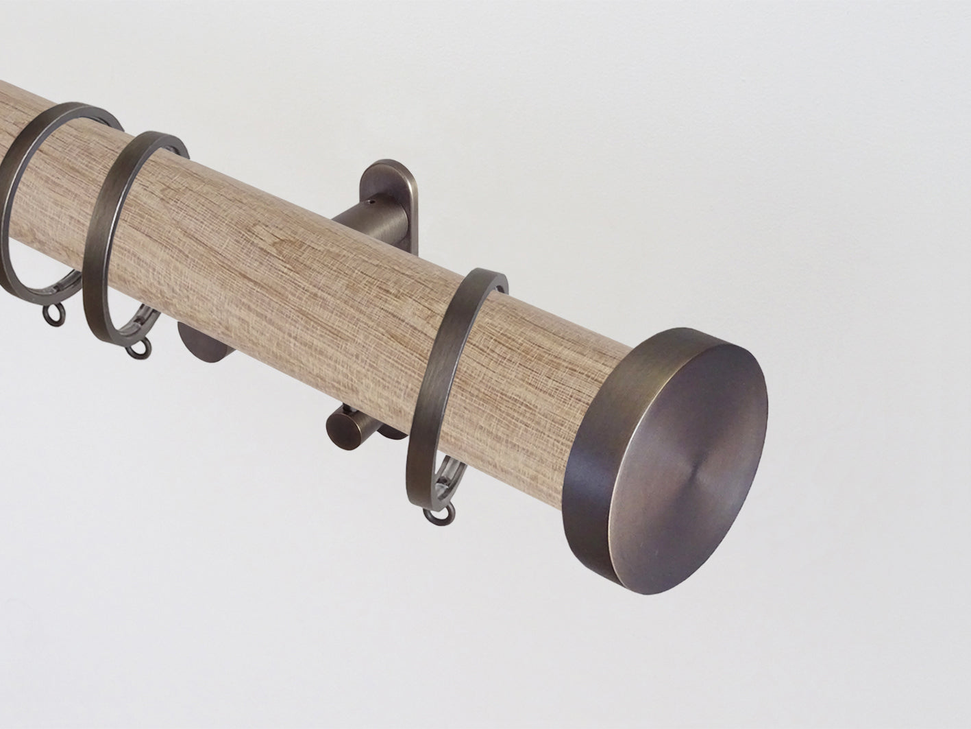 Walcot House | Real solid natural oak curtain pole set in 50mm, hand finished with clear wax in the UK