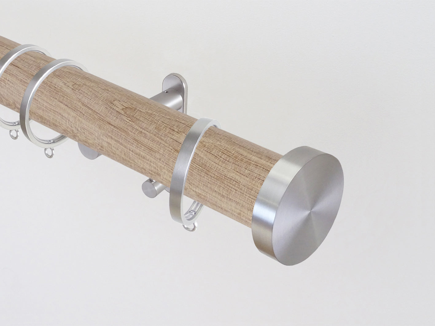 Walcot House | Real solid natural oak curtain pole set in 50mm, hand finished with clear wax in the UK