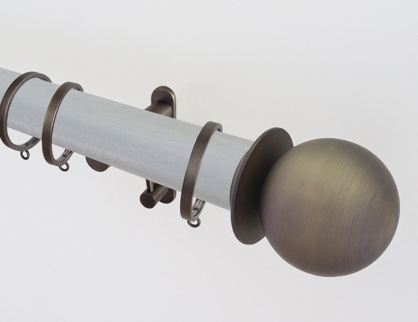 50mm dia. wood pigeon stained wood curtain pole with metal ball finials