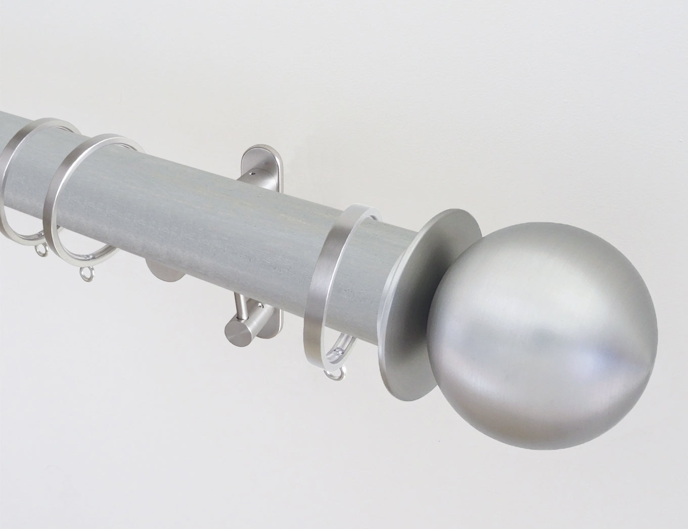 50mm dia. wood pigeon stained wood curtain pole with metal ball finials