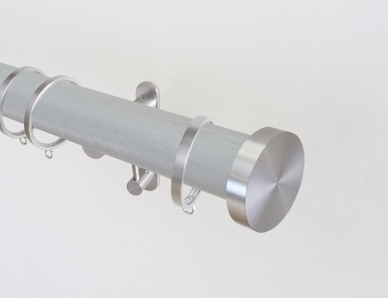 wood pigeon stained wooden curtain pole by Walcot House