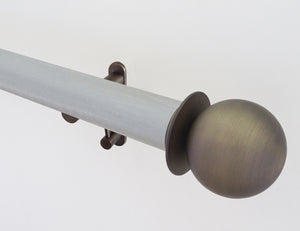 Blue grey tracked wooden pole in wood pigeon with ball finials