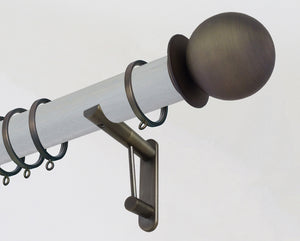 50mm dia. wood pigeon stained wood curtain pole with metal ball finials
