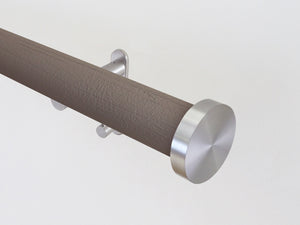 wrapped & tracked curtain pole set in papyrus "bark" by Walcot House