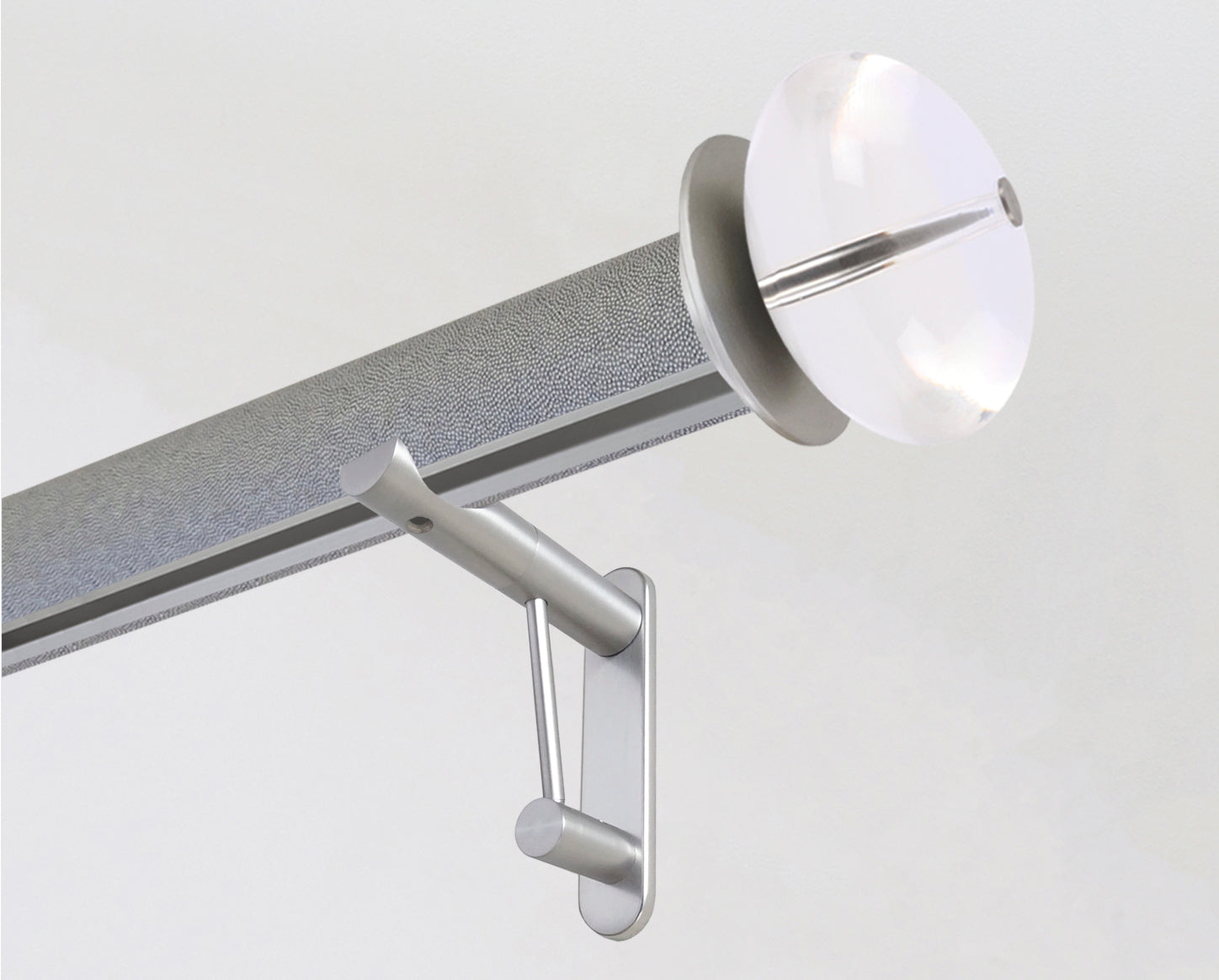 50mm diameter wrapped and tracked dusk pole with acrylic ellipse finials