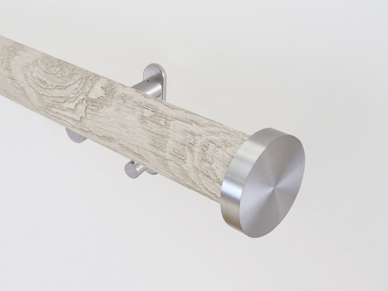wrapped & tracked curtain pole set in driftwood "ground almond" by Walcot House