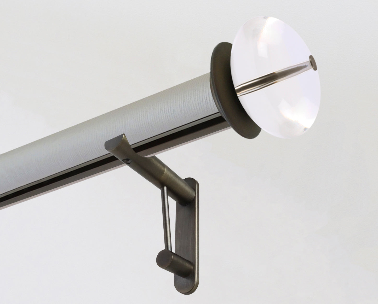 50mm diameter wrapped and tracked strata marcasite pole with acrylic ellipse finials