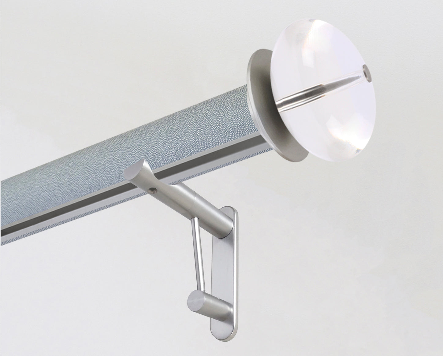 50mm diameter wrapped and tracked shagreen moonlight pole with acrylic ellipse finials