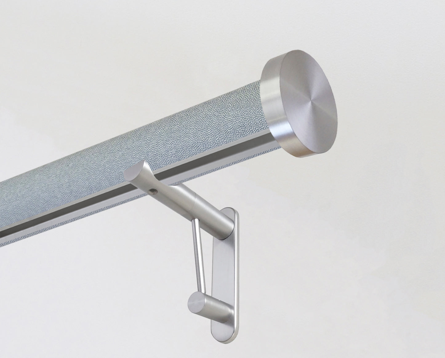 50mm diameter wrapped and tracked shagreen moonlight pole with mini disc finials