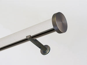 White ostrich wrapped & tracked curtain pole 50mm diameter | Walcot House