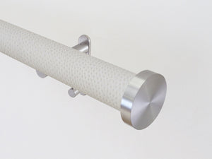 Luxury tracked curtain pole in white ostrich, 50mm diameter | Walcot House