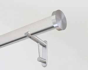 Luxury tracked curtain pole in white ostrich, 50mm diameter | Walcot House
